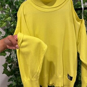 Calvin Klein Jeans Bright Yellow Cowl Neck Sweater
